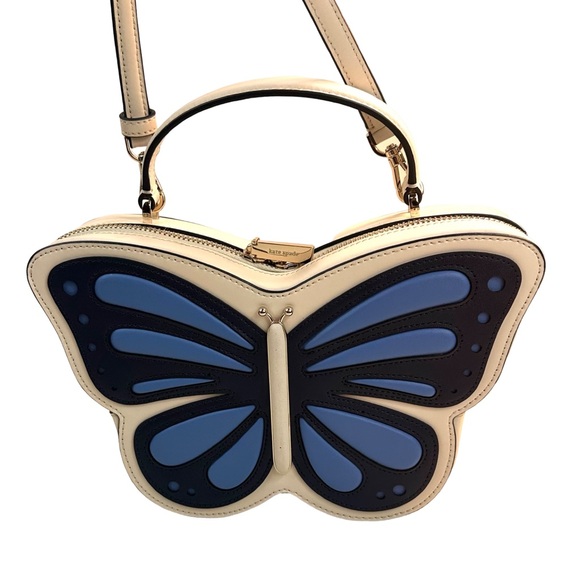 Kate Spade Flutter Fly 3D Butterfly Leather Crossbody In blue multi-color NWOT. - Picture 8 of 16